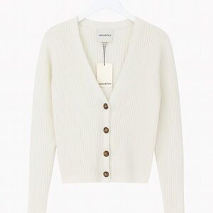 NWT INDUSTRY Cream Fuzzy Knit Button-Up Cardigan Sweater, Size XL